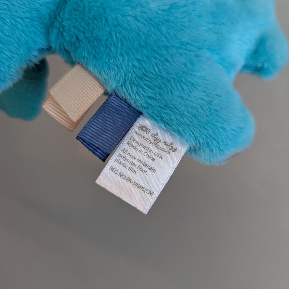 Itzy Ritzy Blue Dinosaur Plush with Teether - Picture 3 of 4